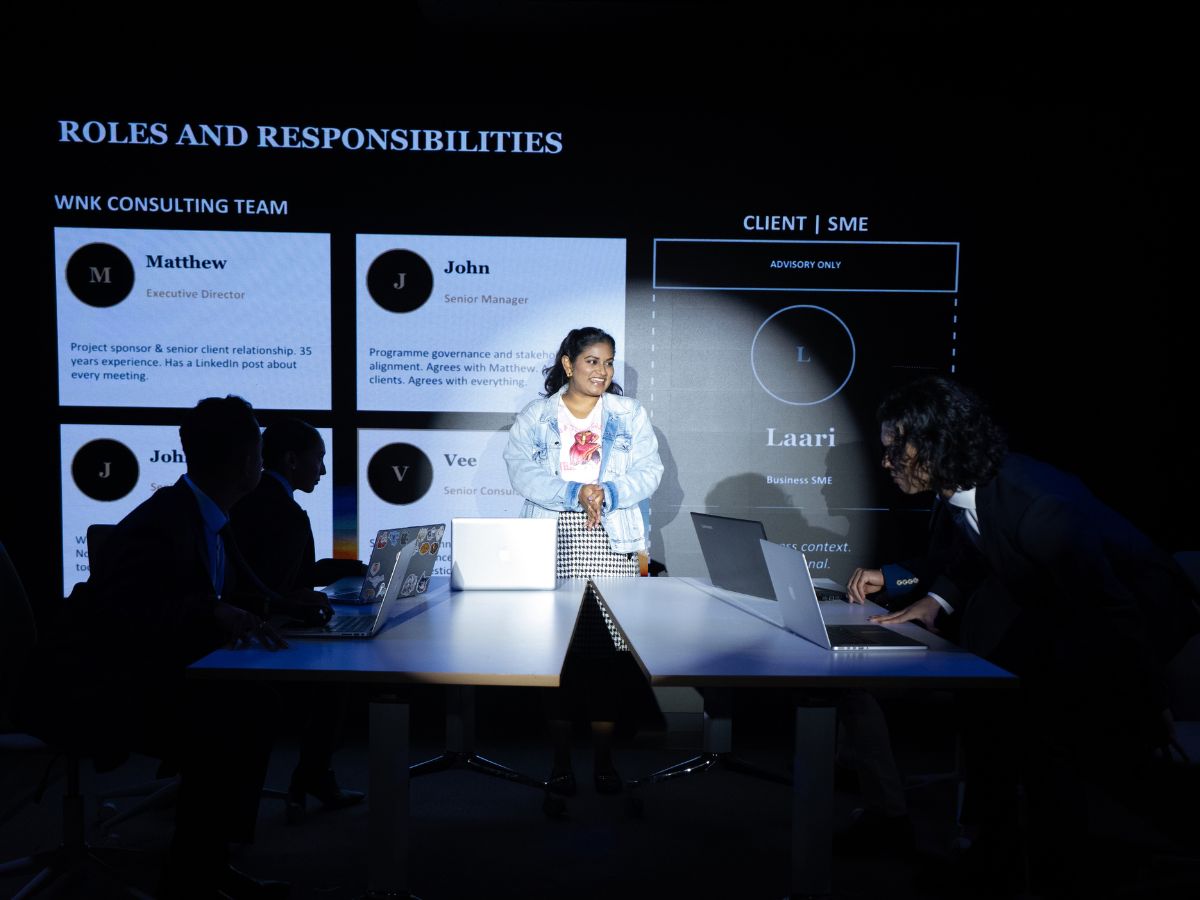 Vinaya Elijala as Laari in The Algorithm of Us — BCD Theatre Sydney Fringe 2026.